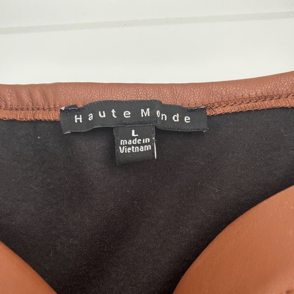 Haute Monde Brown Leather Lace-Up Crop Top - Picture 3 of 6